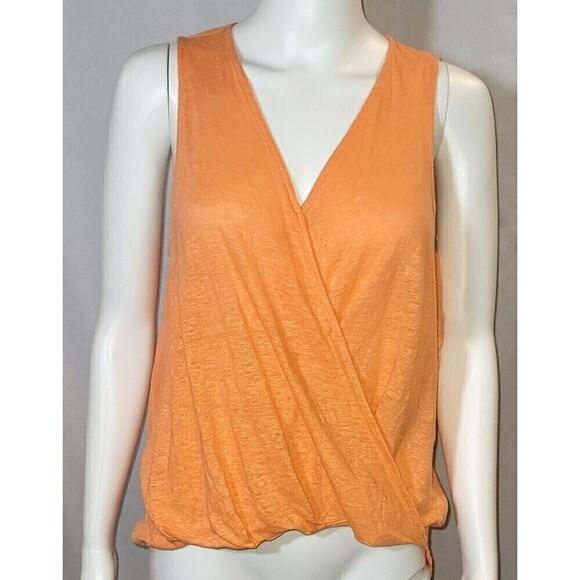 Femme Twist Crossover 100% Linen Tee - Size L - Picture 5 of 8